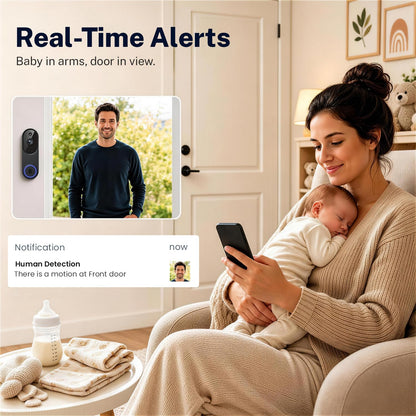 Safemogulix Video Doorbell Camera, Wireless Security Camera, 1080p, Battery Powered, AI Motion Detection, Night Vision, Two-Way Audio, Cloud Storage, 2.4 GWi-Fi, for Visitor, Baby Monitor