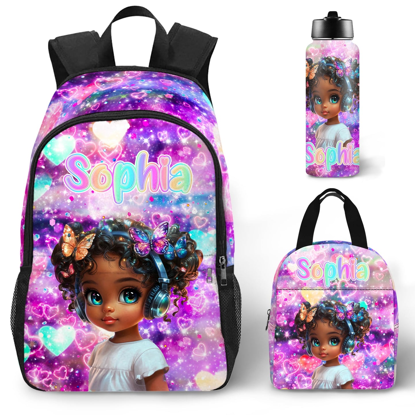 Purgmipth Custom Kids Backpack with Name for Boys Girls, Back to School 18" School Bag Sets with Lunch Bag