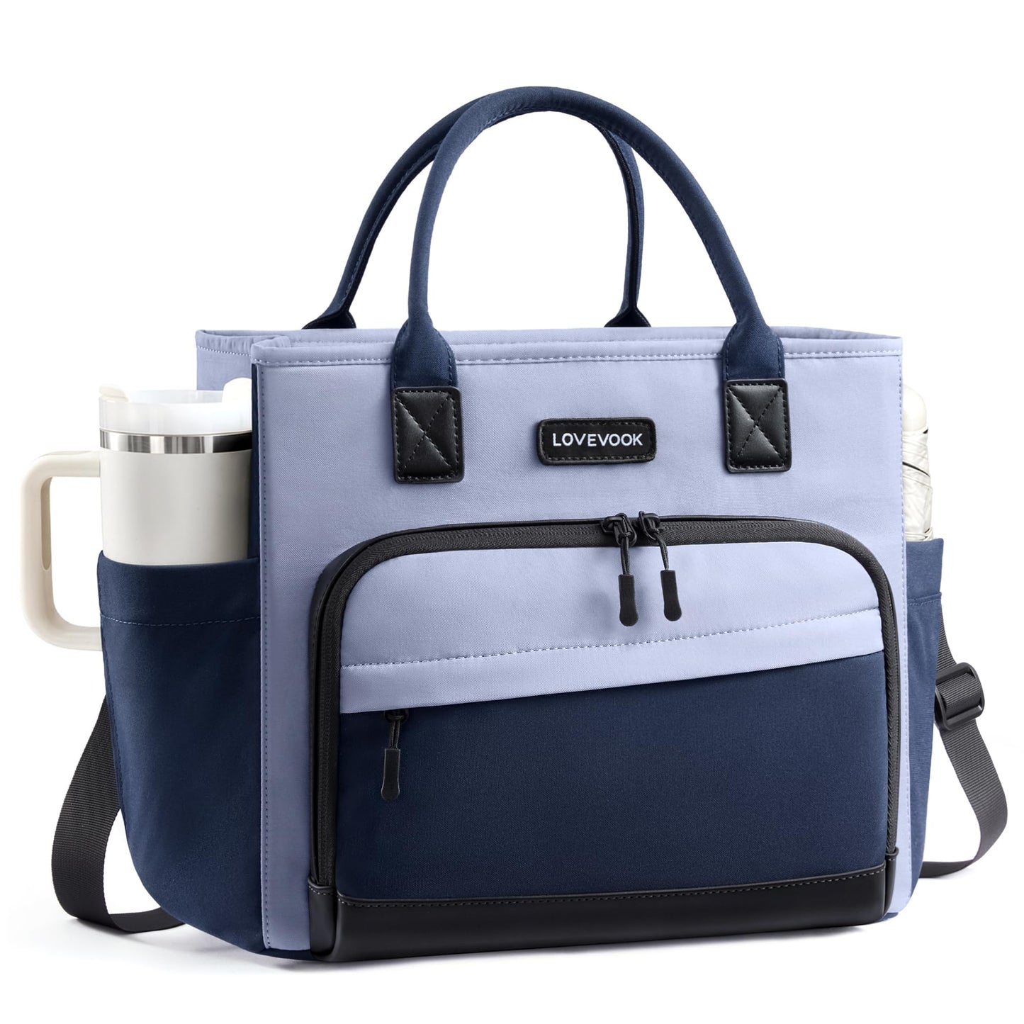 LOVEVOOK Insulated Lunch Box for Women, Leak-Proof Cooler Lunch Bag with Front Pockets, Adjustable Strap, Ideal for for Office, Work & Picnic