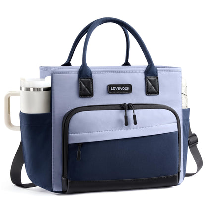 LOVEVOOK Insulated Lunch Box for Women, Leak-Proof Cooler Lunch Bag with Front Pockets, Adjustable Strap, Ideal for for Office, Work & Picnic