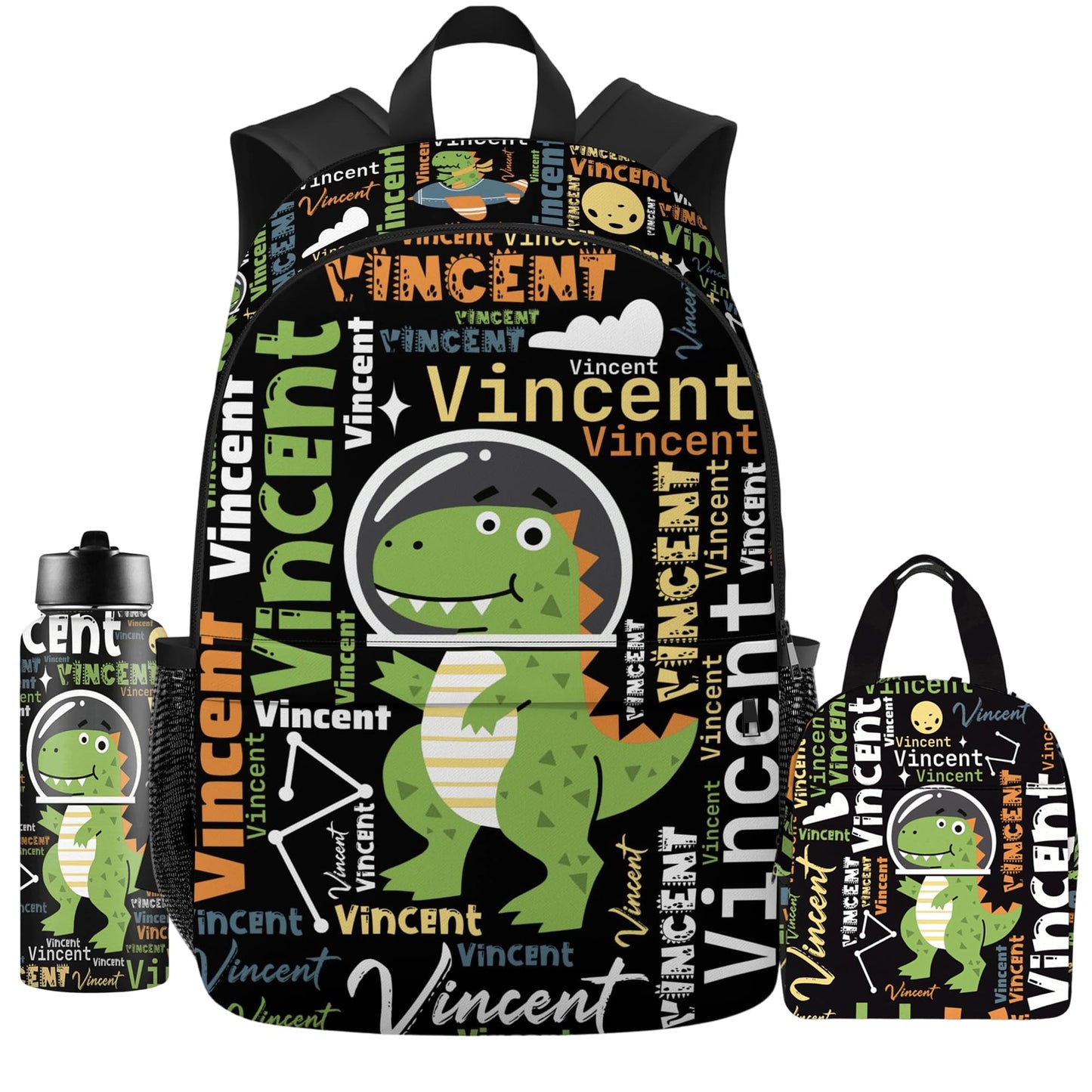 Purgmipth Custom Kids Backpack with Name for Boys Girls, Back to School 18" School Bag Sets with Lunch Bag