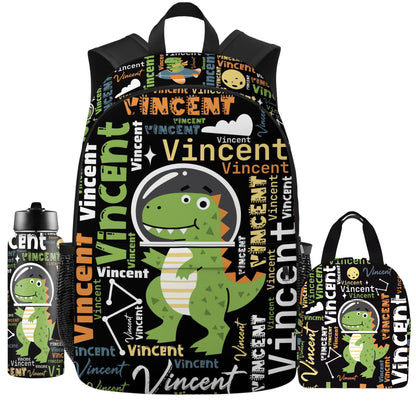 Purgmipth Custom Kids Backpack with Name for Boys Girls, Back to School 18" School Bag Sets with Lunch Bag