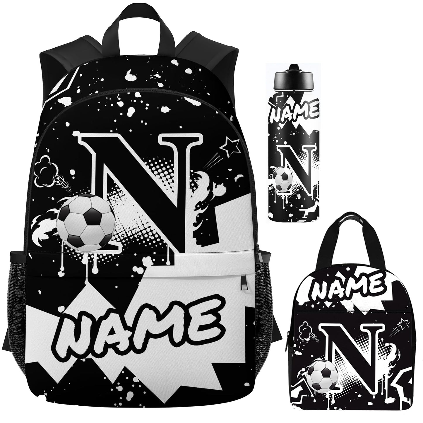 Purgmipth Custom Kids Backpack with Name for Boys Girls, Back to School 18" School Bag Sets with Lunch Bag