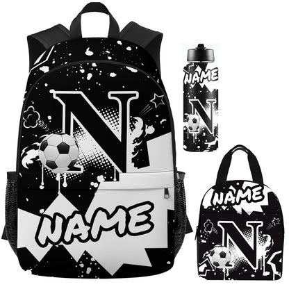 Purgmipth Custom Kids Backpack with Name for Boys Girls, Back to School 18" School Bag Sets with Lunch Bag