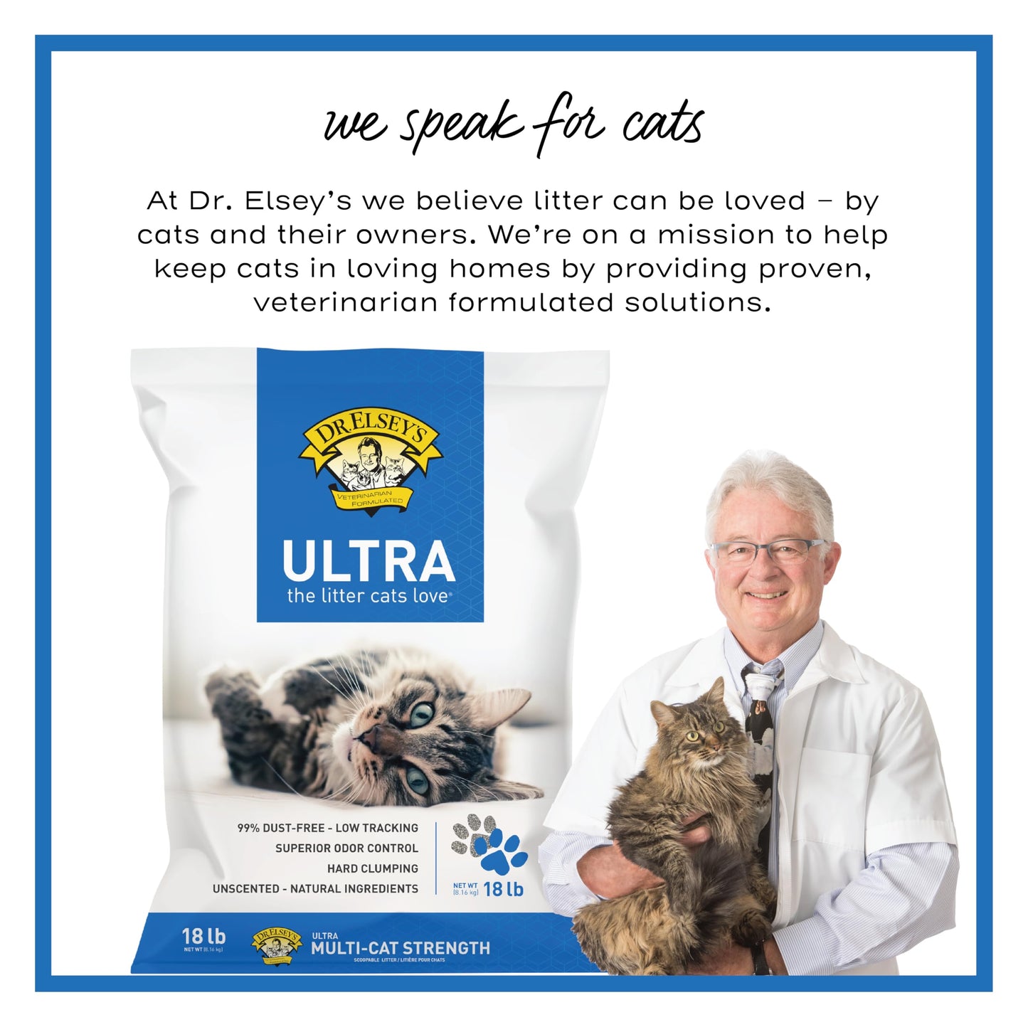 Dr. Elsey's Ultra Premium Clumping Cat Litter, 99% Dust-Free, Low Tracking, Superior Odor Control, Unscented & Natural Ingredients