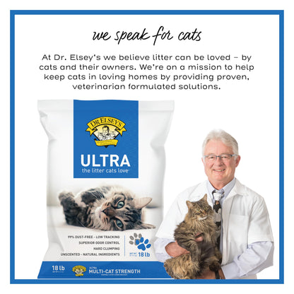 Dr. Elsey's Ultra Premium Clumping Cat Litter, 99% Dust-Free, Low Tracking, Superior Odor Control, Unscented & Natural Ingredients