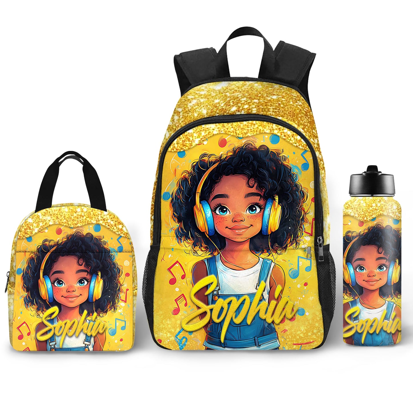 Purgmipth Custom Kids Backpack with Name for Boys Girls, Back to School 18" School Bag Sets with Lunch Bag