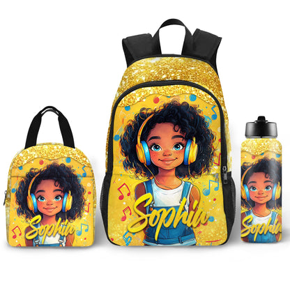Purgmipth Custom Kids Backpack with Name for Boys Girls, Back to School 18" School Bag Sets with Lunch Bag