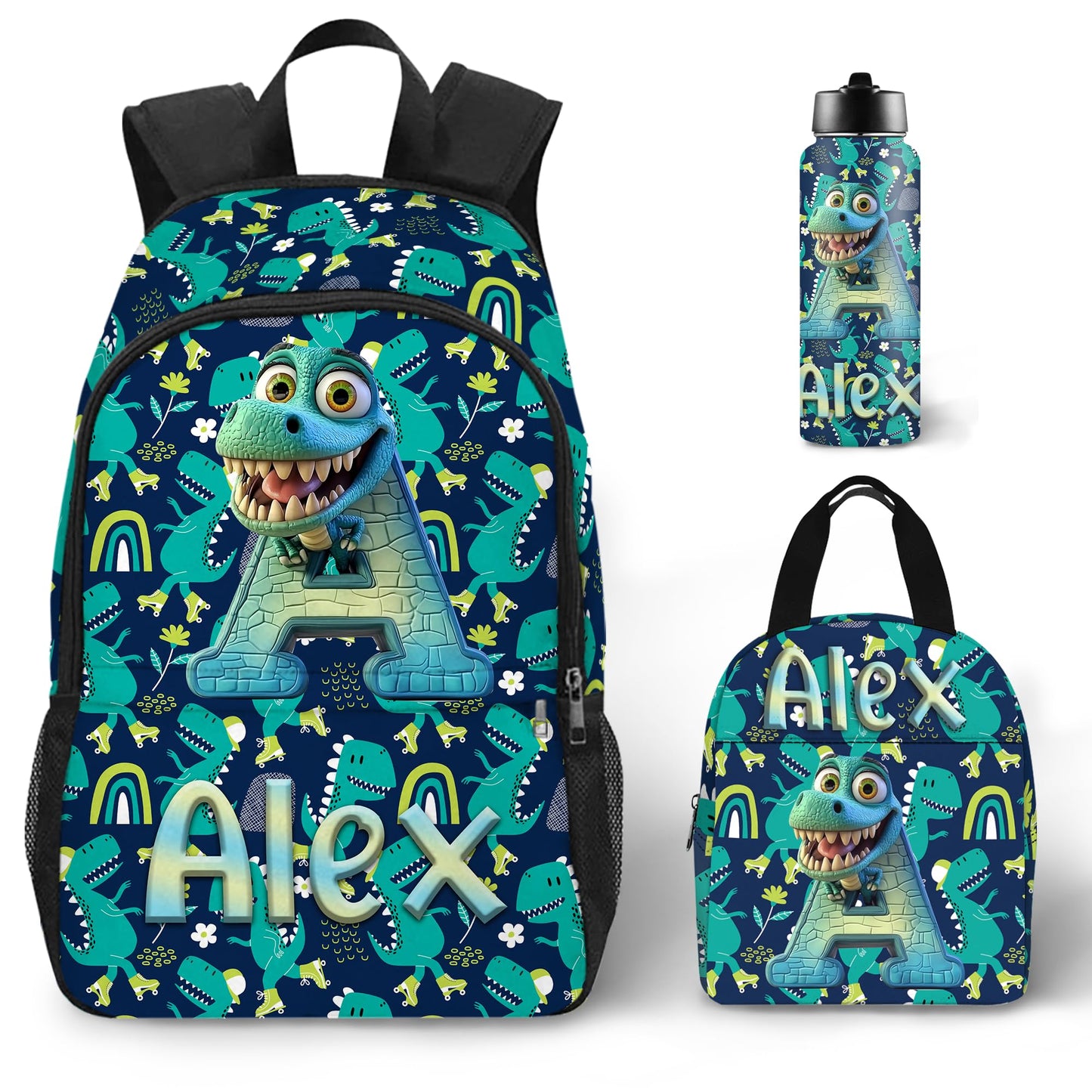 Purgmipth Custom Kids Backpack with Name for Boys Girls, Back to School 18" School Bag Sets with Lunch Bag