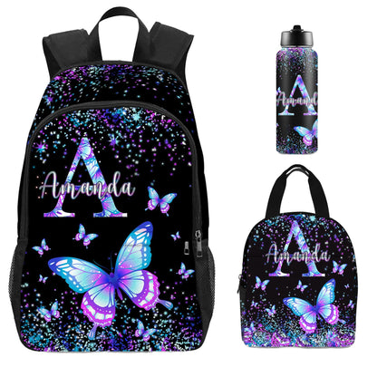 Purgmipth Custom Kids Backpack with Name for Boys Girls, Back to School 18" School Bag Sets with Lunch Bag