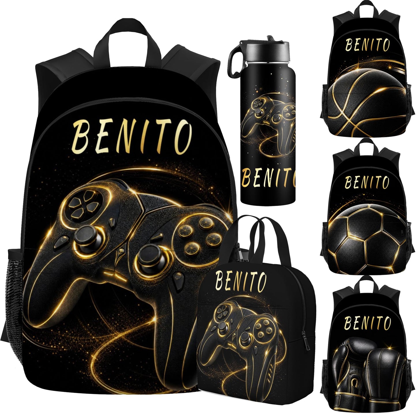 Purgmipth Custom Kids Backpack with Name for Boys Girls, Back to School 18" School Bag Sets with Lunch Bag