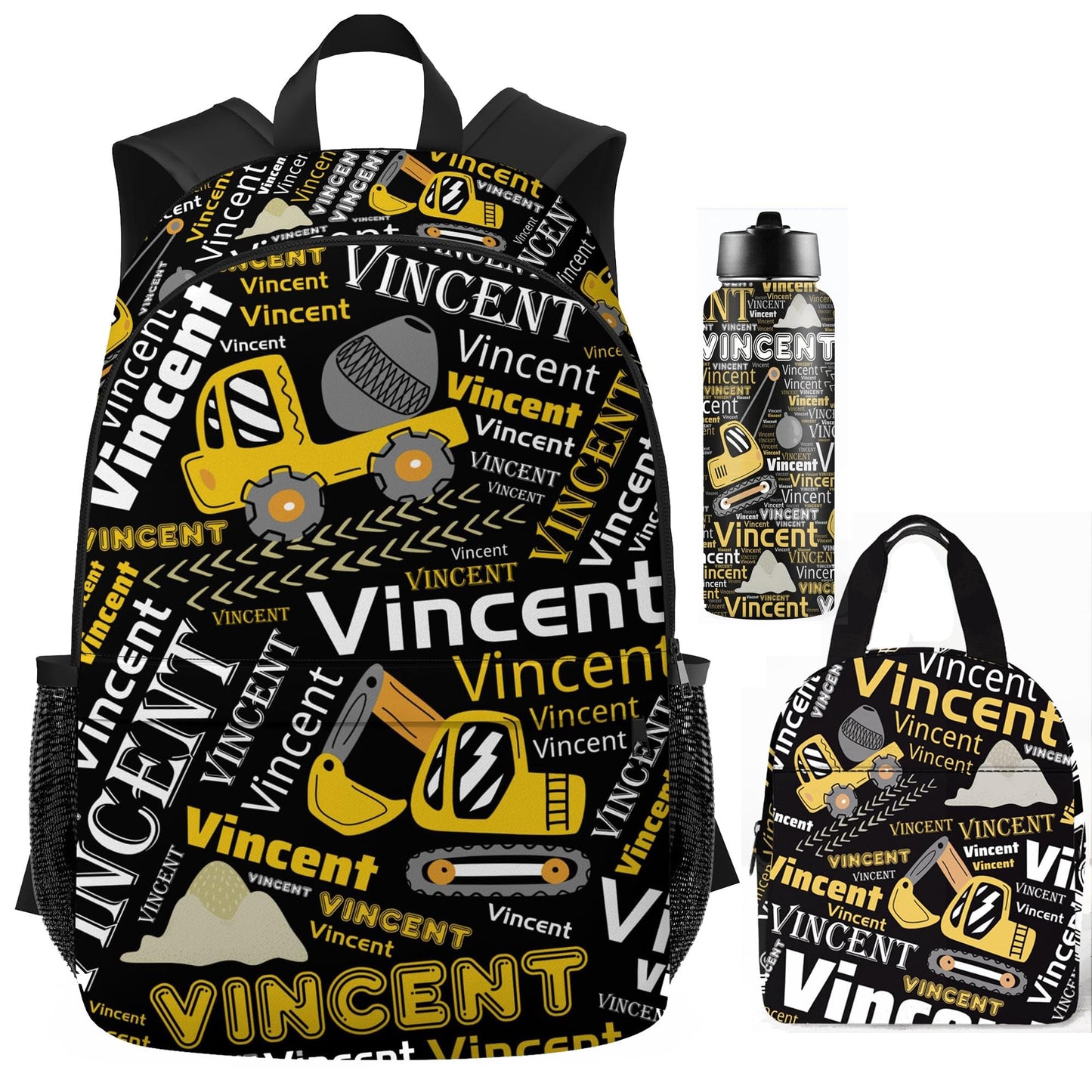 Purgmipth Custom Kids Backpack with Name for Boys Girls, Back to School 18" School Bag Sets with Lunch Bag