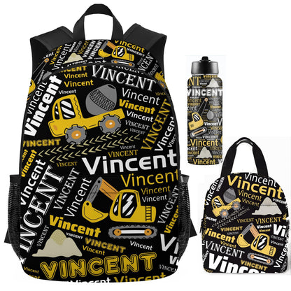 Purgmipth Custom Kids Backpack with Name for Boys Girls, Back to School 18" School Bag Sets with Lunch Bag