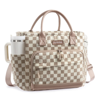 LOVEVOOK Insulated Lunch Box for Women, Leak-Proof Cooler Lunch Bag with Front Pockets, Adjustable Strap, Ideal for for Office, Work & Picnic