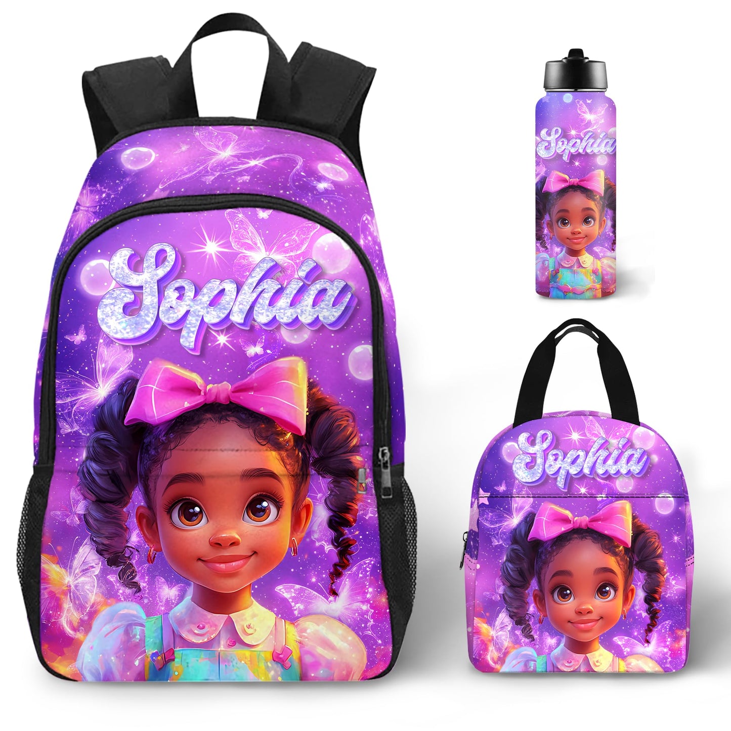 Purgmipth Custom Kids Backpack with Name for Boys Girls, Back to School 18" School Bag Sets with Lunch Bag