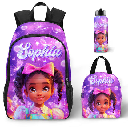 Purgmipth Custom Kids Backpack with Name for Boys Girls, Back to School 18" School Bag Sets with Lunch Bag