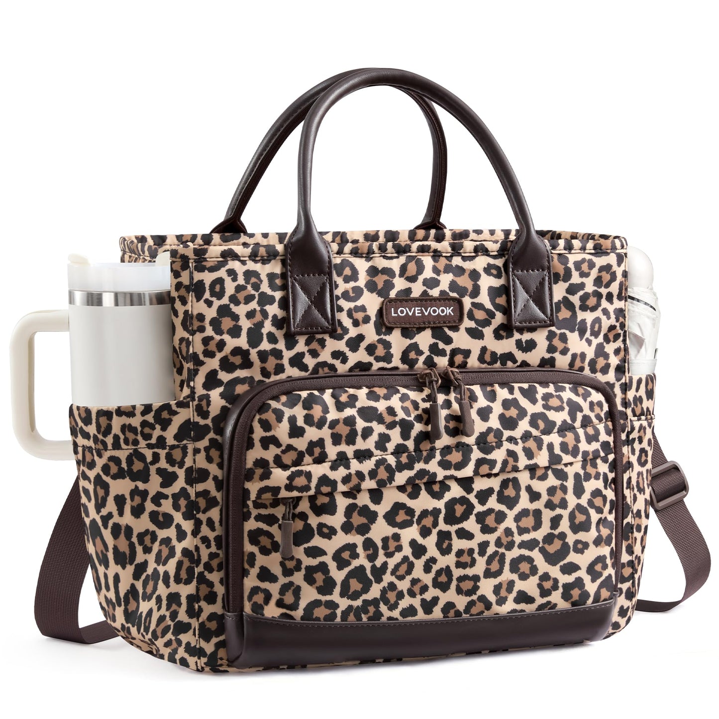 LOVEVOOK Insulated Lunch Box for Women, Leak-Proof Cooler Lunch Bag with Front Pockets, Adjustable Strap, Ideal for for Office, Work & Picnic