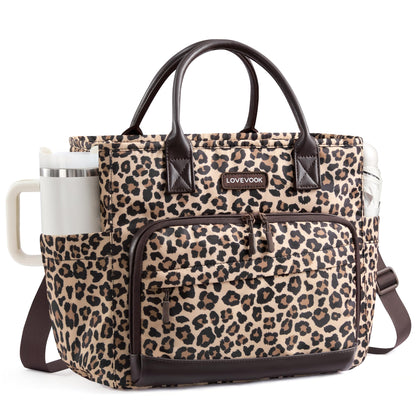 LOVEVOOK Insulated Lunch Box for Women, Leak-Proof Cooler Lunch Bag with Front Pockets, Adjustable Strap, Ideal for for Office, Work & Picnic