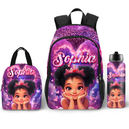 Purgmipth Custom Kids Backpack with Name for Boys Girls, Back to School 18" School Bag Sets with Lunch Bag