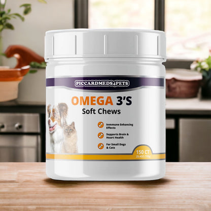 PiccardMeds4pets Kunyahan Lunak Omega-3 Kulit dan Bulu untuk Anjing Kecil dan Kucing 150ct