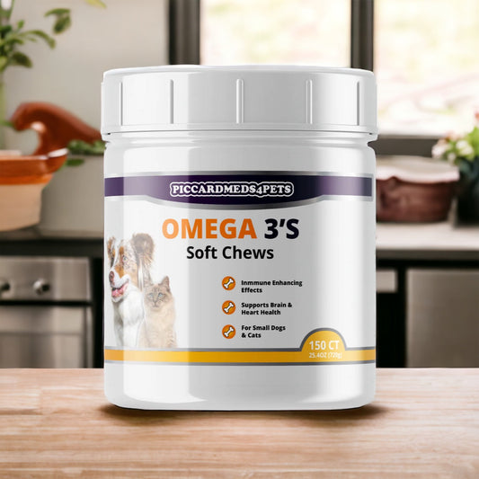 PiccardMeds4pets Kunyahan Lunak Omega-3 Kulit dan Bulu untuk Anjing Kecil dan Kucing 150ct