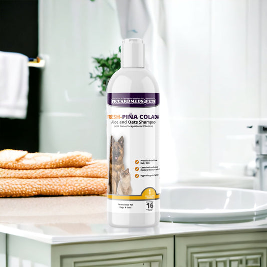 Piccardmeds4pets Fresh Piña Colada Aloe and Oatmeal Shampo untuk Hewan Peliharaan 16 oz.