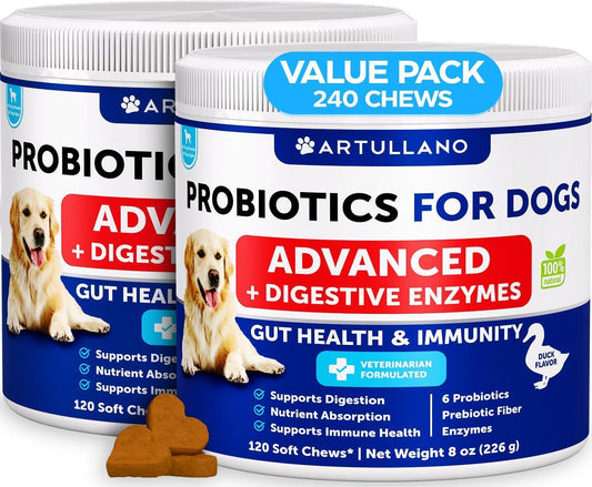 Probiotik untuk Anjing Isi 240, Paket 2 Enzim Pencernaan & Prebiotik Kesehatan Usus