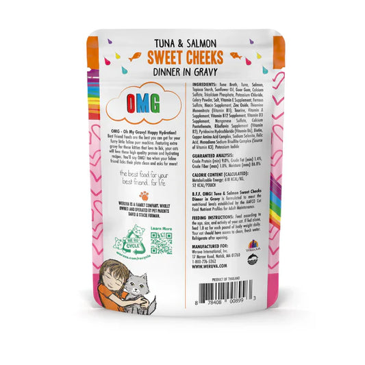 BFF OMG Adult Cat Sweet Cheeks Tuna and Salmon Wet Cat Pouch (3oz)
