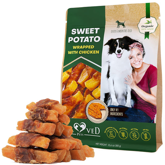 Camilan Ubi Jalar & Ayam untuk Anjing Bebas Biji-bijian