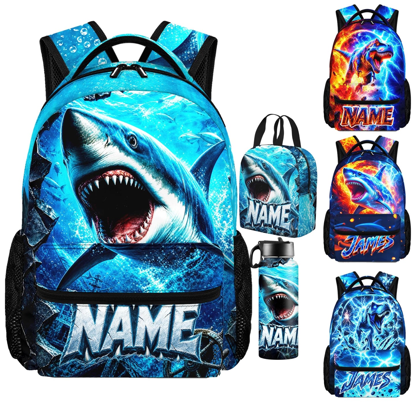 Purgmipth Custom Kids Backpack with Name for Boys Girls, Back to School 18" School Bag Sets with Lunch Bag