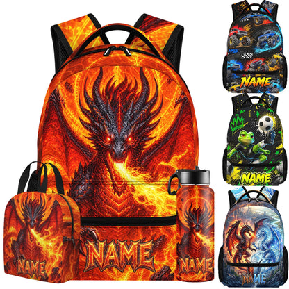 Purgmipth Custom Kids Backpack with Name for Boys Girls, Back to School 18" School Bag Sets with Lunch Bag