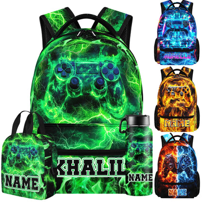 Purgmipth Custom Kids Backpack with Name for Boys Girls, Back to School 18" School Bag Sets with Lunch Bag