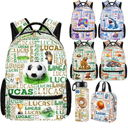 Purgmipth Custom Kids Backpack with Name for Boys Girls, Back to School 18" School Bag Sets with Lunch Bag