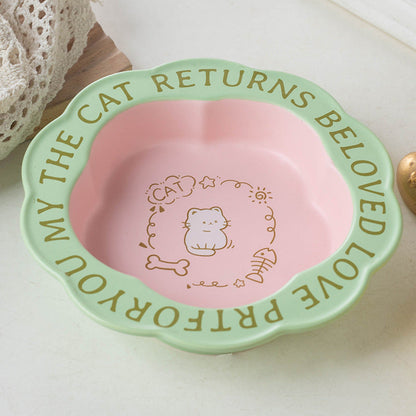 Neck Anti-tumble Acrylic Lace Ceramic Cat Bowl