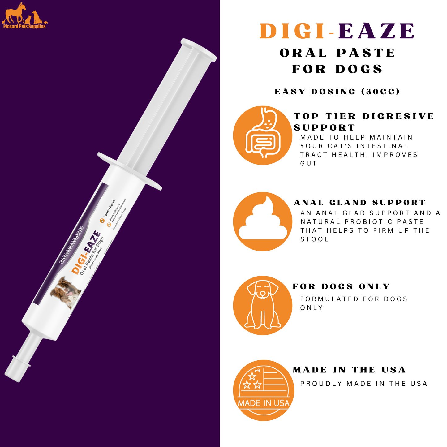 Piccardmeds4pets Digi-Eaze Probiotic Paste untuk Anjing Dosis Mudah 30cc