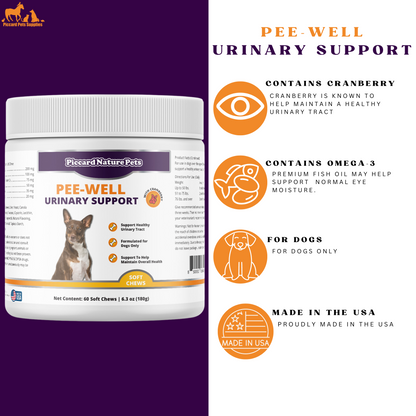 PiccardNaturePets Pee-Well Urinary Bladder Support Kunyahan Lunak untuk Anjing 60 Hitungan