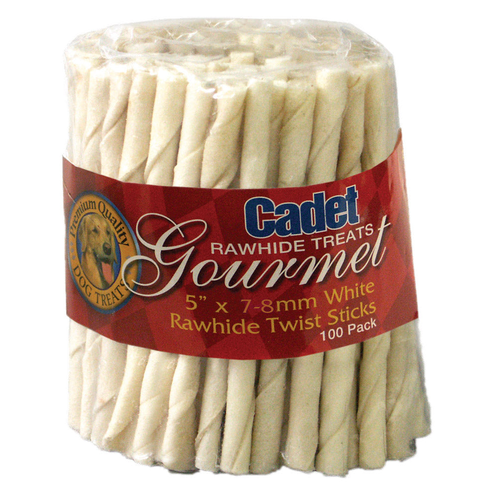 Cadet Beef Hide Rawhide Twists 5-Inch Dog Chews 100 Count