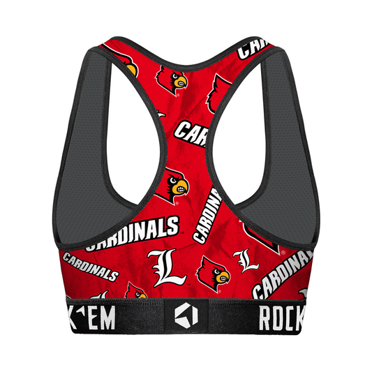 Women's Sports Bra - Louisville Cardinals - Logo All-Over