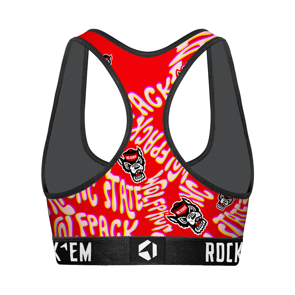 Women's Sports Bra - NC State Wolfpack - Twisted Wordmark