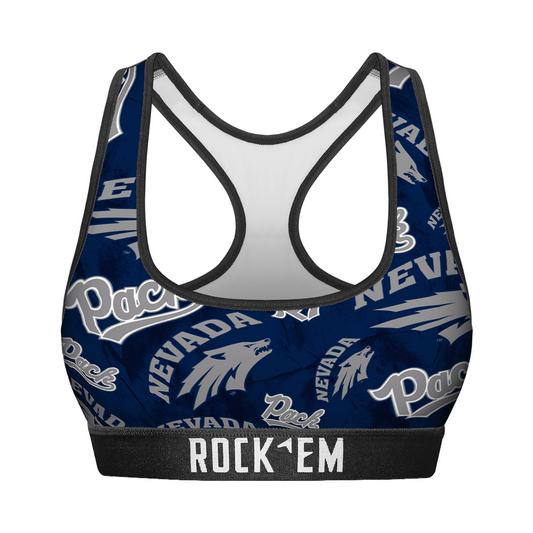 Women's Sports Bra - Nevada Wolf Pack - Logo All-Over