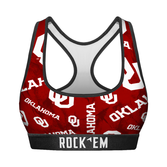 Women's Sports Bra - Oklahoma Sooners - Logo All-Over