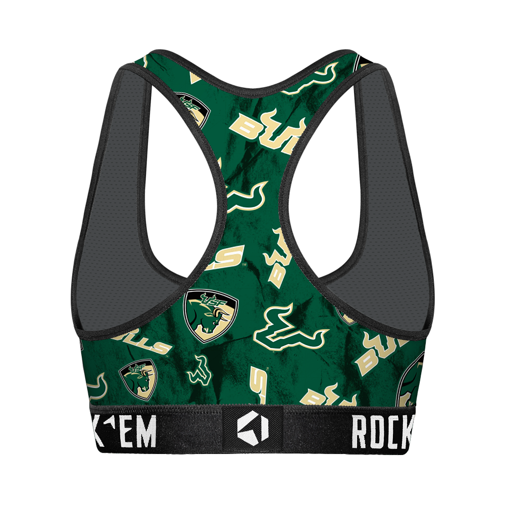 Women's Sports Bra - USF Bulls - Logo All-Over