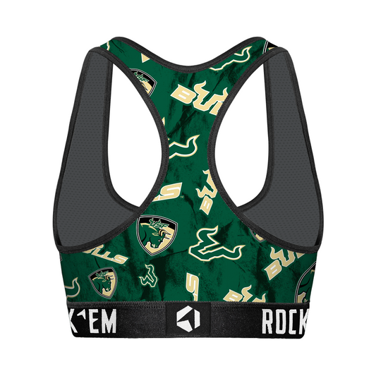 Women's Sports Bra - USF Bulls - Logo All-Over