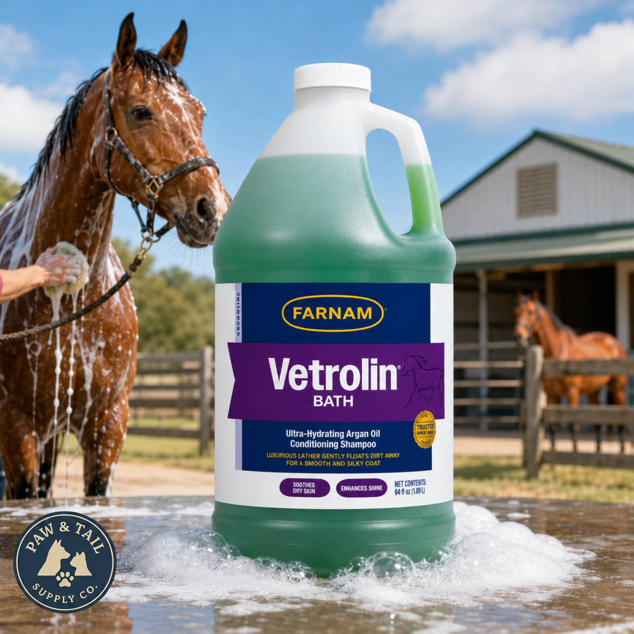 Vetrolin Bath Shampo Kondisioner Ultra Hidrasi Kuda USA 64 oz.