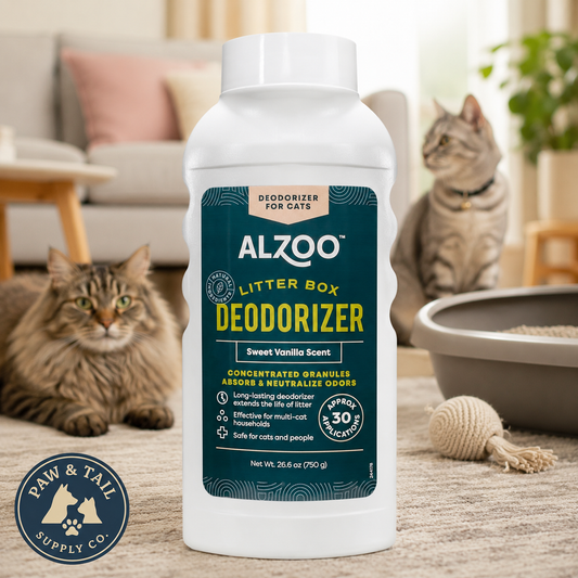 Alzoo مزيل روائح فضلات القطط حبيبات فانيليا حلوة معطرة 26.6 أونصة.