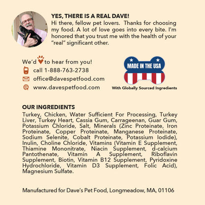 Dave's 95% Premium Meats™ Turkey & Chicken For Dogs (12.5oz)