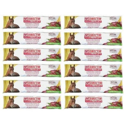 Durvet Ivermectin Horse Wormer Apple Flavor Broad Spectrum Equine Dewormer 12PCK
