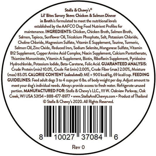 Stella & Chewy's Lil' Bites Savory Stews Chicken & Salmon Dinner in Broth Dog Food (2.7oz)