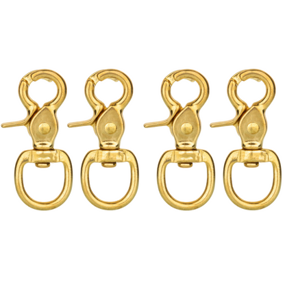 Horse Tack Brass-Plated Trigger Snap Square Eye Snap Loop Eye 2-1/2" 4-Pack