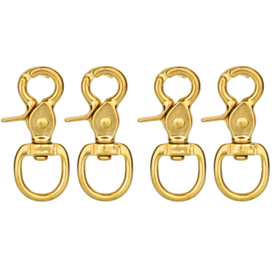 Horse Tack Brass-Plated Trigger Snap Square Eye Snap Loop Eye 2-1/2" 4-Pack